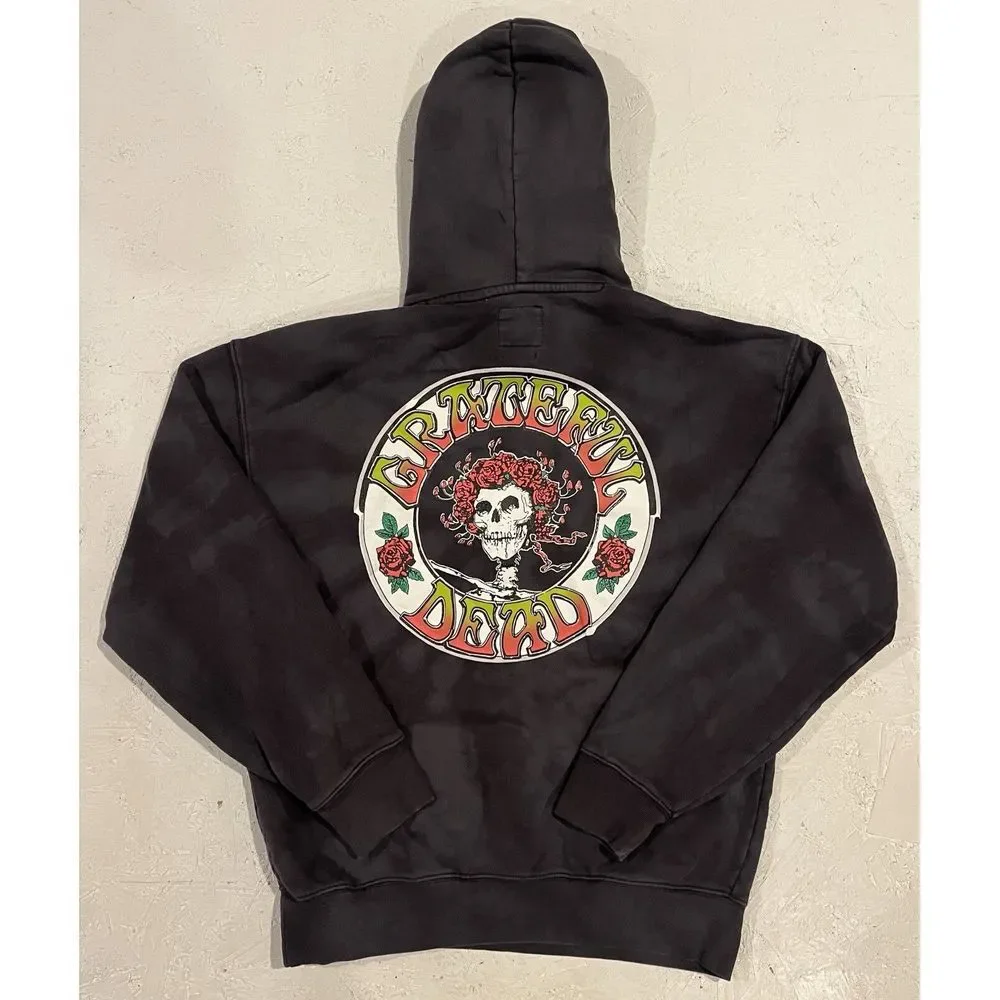 Levis x Grateful‎ Dead Hoodie Sweatshirt Skull Rose Tie Dye Gray Pullover XS